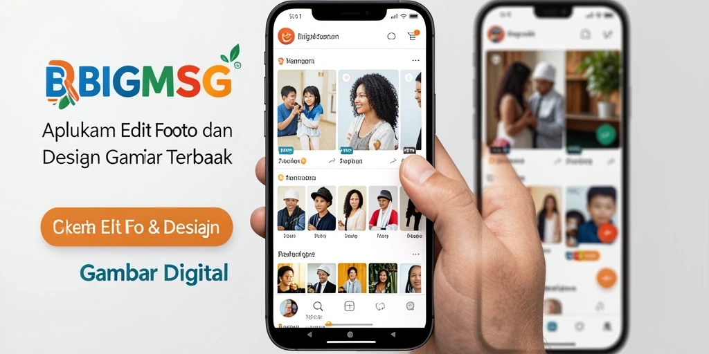 Antarmuka aplikasi BIGMSG untuk pengeditan gambar digital.