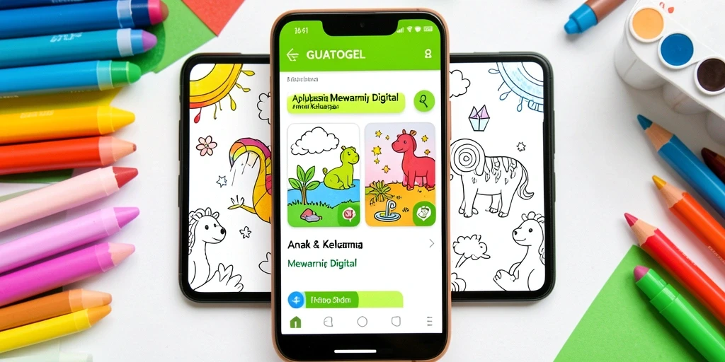 Antarmuka aplikasi GUATOGEL yang ceria dan menarik untuk anak-anak.
