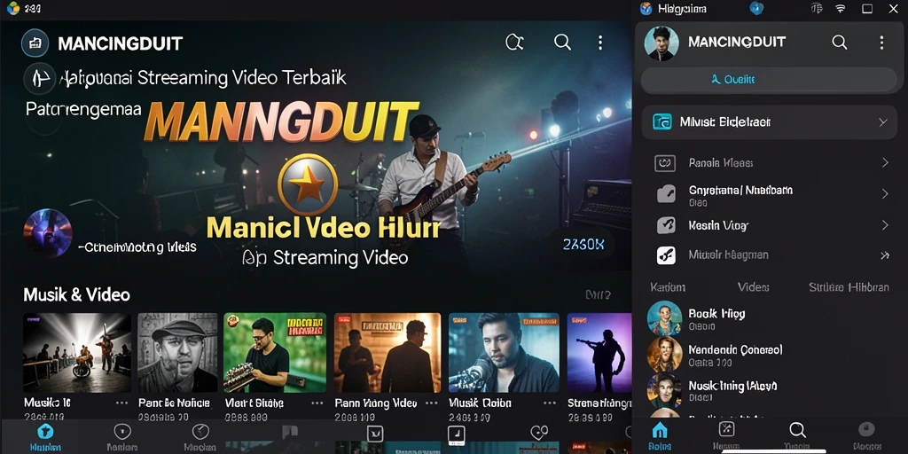 Antarmuka MANCINGDUIT yang menawan untuk Streaming Video.