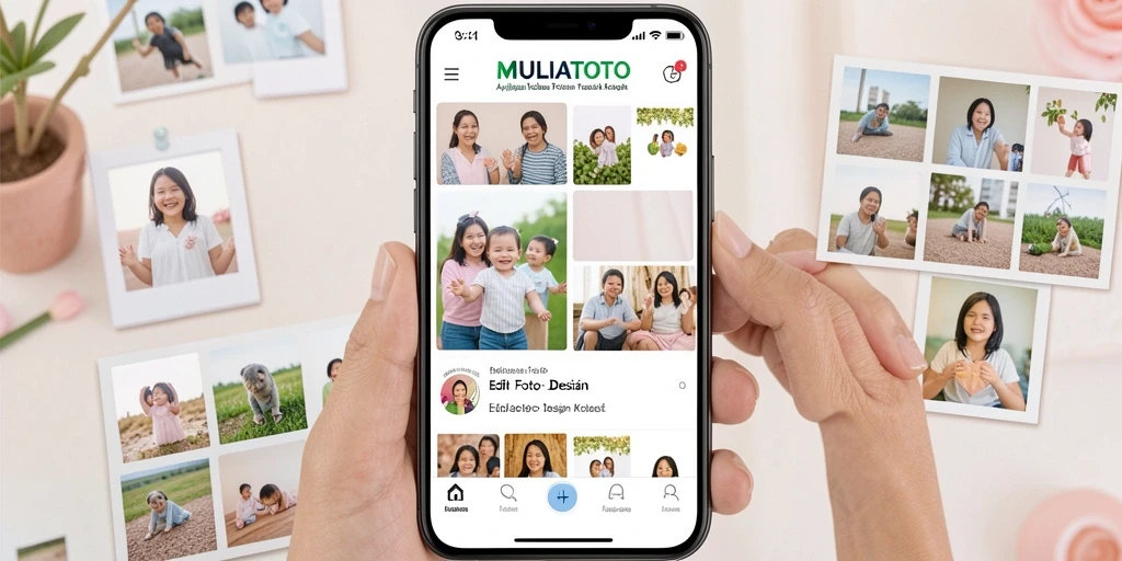 Tangkapan layar aplikasi MULIATOTO menampilkan antarmuka Kolase Foto yang intuitif dan menarik.